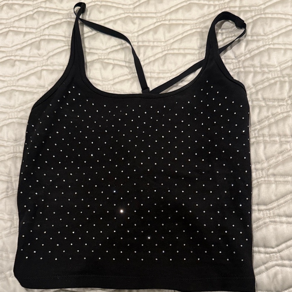 Victoria's Secret Black Camisole with Rhinestone Details